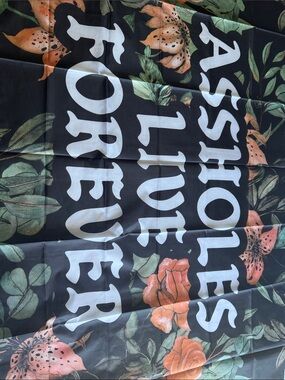 Assholes Live Forever Floral Graphic Tapestry